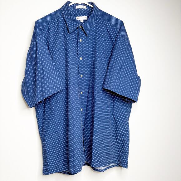 Pierre Cardin Men’s Size XL Blue Polka Dot Button Down Shirt 100% Cotton - Picture 1 of 5